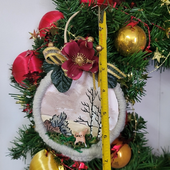 Christmas Ornament Hand Painted Macrame Upcycled Deer - Picture 4 of 4